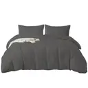 LeBonsoir Dark Gray Bedding Duvet Cover Set，260x220cm/60x80cmx2 Breathable Durable Soft Comfy， with Zip， 3 Pieces， Includes 1 Duvet Cover & 2 Pillowcases，NO Comforter image 3