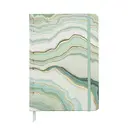 Jubiluu Carnet ligné A5 à couverture rigide en tissu avec marque-page et élastique - Green Marble image 0