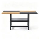 Table à manger rectangulaire style industriel 160x90x76 cm Table pour 4-6 personnes Marron/noir Étagère de rangement multifonctionnelle Pour salon/cuisine/salle à manger image 0