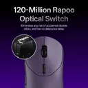 Souris gaming sans fil RAPOO VT2 MAX, véritable fréquence de rafraîchissement 8K, poids plume de 53 g, jusqu'à 750 h d'autonomie, microcontrôleur Nordic nRF54L15, commutateur optique 120 millions de clics, 10 boutons programmables, compatible macros - Violet image 4