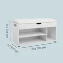 Ochama x SONGMICS Storage Bench with Cushion, Shoe Bench with Padded Seat, Entryway Bench with 3 Compartments, Hidden Storage, Shelves, White image 2