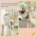 SONGMICS Arbre à chat avec 13 poteaux à griffer, 1 rampe, 2 perchoirs, 2 niches, panier, hamac, pompons, beige - 168 cm image 5