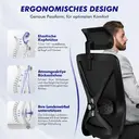 Fauteuil de Bureau Ergonomique avec Accoudoirs Réglables, Soutien Lombaire Confort en Éponge Naturelle et Appui-Tête, Chaise de Direction Pivotante avec Fonction Bascule, Charge Maximale 150 kg image 2