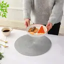 PP Single-Color Placemat Light Gray，Set of 6 Round Braided Placemats Table Mats for Dining Tables Washable Non-Slip Place Mats 15 inch for Home Decoration image 1