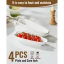 DAFUCERAMIC Lot de 4 assiettes à épis de maïs en porcelaine 8,8" - Blanc - Poignées en inox - Micro-ondes, lave-vaisselle et four image 1