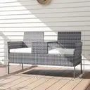 Outsunny Banc de Jardin en résine tressée 2 Places avec Table et Coussins, 135 x 64 x 81 cm, pour Balcon et Terrasse, Canapé Extérieur, Résistant aux Intempéries, Noir crème image 6