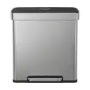 SONGMICSHOME  Dual Compartment Pedal Rubbish Bin, 2 x 30L Kitchen Recycling Bin with Soft Close Lid, for Home, Stainless Steel, Silver image 1