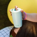 Bottle Bottle Insulated Travel Mug 350ml Stainless Steel Office Coffee Cup with Push Button Lid Keeps Cold and Hot for 8 Hours (Green) image 5