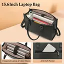 Laptop Bag Women with Insulated Lunch Compartment， Laptop Handbag 15.6 Inch， Work Bag Women Large， Briefcase Waterproof， Shopper Bag Leather， Shoulder Bag for Business， School， Black， New Year Sale ， Top gift picks image 2