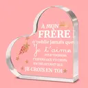Alphynix 1 pc plaque en cristal cœur, "MON FRÈRE" cadeau français avec motif couronne et étoiles, Souvenir frère émouvant avec message "Je t'aime pour toujours", Cadeau d'encouragement pour frère image 0