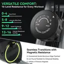 Vélo d’appartement pliant gain de place, résistance magnétique à 16 niveaux, capacité de charge 320 lb, dossier rembourré, salle de sport à domicile multifonctionnelle avec bandes de résistance et moniteur de fréquence cardiaque image 6