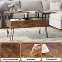WOLTU Höhenverstellbarer Couchtisch, Beistelltisch mit Doppelliftplatten, Wohnzimmertisch, Versteckter Stauraum, Vintage Stil, Braun, Holzwerkstoff image 3