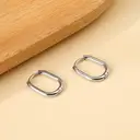 Stainless Steel Oval Huggie Earrings – U-Shaped Geometric Hoops, Hypoallergenic Silver Tone Ear Buckles (17mm) image 5