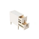 Homary Inarrow Modern Beige Nightstand Bedside Table with 2 Drawers in Gold Legs image 0