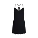 IZURIA collar narrow lace and wide lace back  v-neck black suspender dress  M image 0