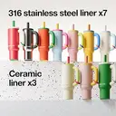 CHAKO LAB BaWang Insulated Stainless Steel Tumbler Tumbler with Handle and Straw 33oz Cup Holder Friendly for Travel Leakproof Water Bottle BPA-Free 316 stainless steel liner Silver image 3