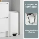 SONGMICSHOME  Trash Can, 8-Gallon Trash Bin, Stainless Steel Kitchen Garbage Can, White image 5