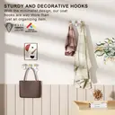 KAPANOU dual Coat Rack With Hooks 2 Pack 6 Hooks， Heavy Duty Metal Wall Hooks with Wooden Rustic Hanger for Towels， Hats， Backpack， Home Decor Hooks for Door， Bathroom， Bedroom， Entryway (Wood Brown / White), New Year Sale , Top gift picks image 6