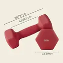 SONGMICSHOME  Set of 2 Neoprene Hex Dumbbells, 2 x 3 kg, with Dumbbells Bars, Home Training, Red image 2