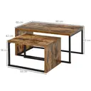 HOMCOM Lot de 2 tables basses gigognes, design industriel, grande : 90 x 48 x 42 cm, métal noir et effet bois vieilli image 6