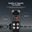 Rexsun 128GB Portable Digital Voice Recorder with LCD Screen, Intelligent Noise Reduction, ABS Aluminum Alloy in Gray, L357 image 5