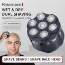 Komingdon [Electric Bald Clipper] Cordless 6D Men's Electric Bald Head Clipper with LED Display - 6 Floating Blades, Rechargeable, Perfect for Short Hair & Travel bule image 0