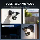 LUTEC 20W LED Security Flood Light, 1700LM 4000K, Outdoor Wall Light with Sensor, Integrated Twin Heads, for Patio, Garden, Yard, Black image 1