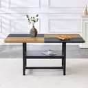 Table à manger rectangulaire style industriel 160x90x76 cm Table pour 4-6 personnes Marron/noir Étagère de rangement multifonctionnelle Pour salon/cuisine/salle à manger image 4