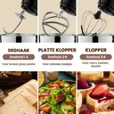 AUCMA staande mixer, 6 liter, 6 snelheidsstanden, kantelbare kop, 3-in-1 staande mixer met mengkom, deeghaak, garde en menghaak, mixer voor bakken, taart, brood, pizza, gebak, pasta en de meeste huishoudelijke koks, 450 W DC-motor van zuiver koper (6 liter, zwart) image 5