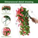 Yuejia 2PCS 30.7in/78cmArtificial Fake Hanging Flowers Plants for Outdoor Spring Summer Decoration, Faux Silk Violet Look Real Trailing Vines for Outside Home Planter Porch Patio(Rose Red) image 8