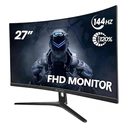 CRUA 27" Curved Gaming Monitor | FHD 1920x1080P 144Hz 1800R VA-scherm, 120% sRGB, AMD FreeSync, HDMI & DP, Wandmontage – Zwart image 0