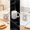 Alphynix 1pc 11oz White Mug with "LET THAT SHIT GO" Mindful Sloth Meditation Design, Zen Humor Christmas or Thanksgiving Gift image 5