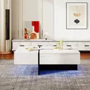 High-Gloss Coffee Table  Living Room Furniture, 100*50*34.5cm, with App-Controlled LED Lighting System  image 2