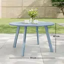 Outsunny Petite table basse ronde, table d'appoint avec patins antidérapants, cadre en métal, pour jardin, balcon, terrasse, salon, Ø 70 x 42 cm, bleu image 2