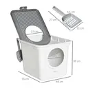 PawHut Cat Litter Box, Pet Toilet, Enclosed Kitten Pan with Front Entrance Top Exit, High Side, Scoop, White image 1