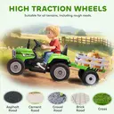 HOMCOM Kids Electric Car, 12V Electric Ride on Tractor and Trailer with Detachable Trailer Remote Control, USB, Horn, Lights, image 3