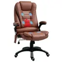 Vinsetto Massage Office Chair with Lumbar Heating, Microfiber Cloth Executive Computer Desk Chair with High and Reclining Back, Tilt Function, Adjustable Height, Padded Armrests, Brown image 0