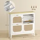 HOMCOM Shoe Storage Cabinet with 4 Flip Drawers, Boho Slim Shoe Cabinet with Rattan Doors for Entryway, Hallway, Holds 20 Pairs, White image 2