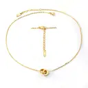 18K PVD Gold Stainless Steel Interlocking Double Circle Necklace, Roman Numeral Pendant with CZ image 2