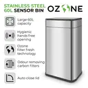 Tower Ozone Sensor Bin 60L, Stainless Steel image 1