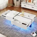High-Gloss Coffee Table  Living Room Furniture, 100*50*34.5cm, with App-Controlled LED Lighting System  image 5