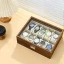 JU7CER Retro watch box, inner gray Watch Storage Box, Unisex Watch Display & Storage Case, Ideal Gift for Watch Enthusiasts 10-position image 4