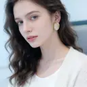 VoxorAI European and American style white geometric cat's eye stone earrings, stud earrings, ear studs, all seasons image 5