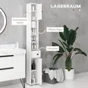 kleankin Badezimmerschrank schmal, Badschrank Hochschrank mit 4 offenen Fächern und Schublade, Toilettenschrank für Wohnzimmer Badezimmer kleine Räume, 20 x 20 x 180 cm Weiß image 3