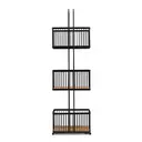 Croydex 3 Tier Storage Basket - Black/Bamboo image 1