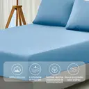 ochama Drap-housse en coton pur brossé 160 x 200 cm - Bleu image 1