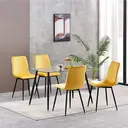 mcc direct Set of 4 Designer Velvet Fabric Dining Chairs Metal Legs Lexi Chairs (Yellow) image 1