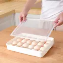 JORDAN&JUDY Egg Storage Box Household Transparent 24-Grid Egg Container Fresh-Keeping Rectangular Food Storage Box Dumpling Box 2-Pack image 2