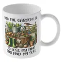 Alphynix 1pc 11oz White Mug with "INTO THE GARDEN I GO to lose my mind and find my soul" Quote & Detailed Garden Tools Illustration, Serene Gardening Christmas or Thanksgiving Gift image 3