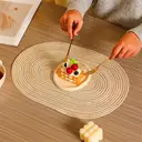 Lot de 6 sets de table ovales tressés 30 x 45 cm - Café au lait image 1